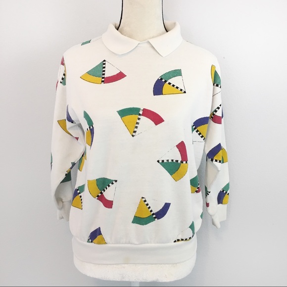 Vintage Tops - Vintage Geometric Collared Shirt